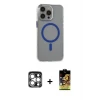 ieg™ iPhone 15 Pro Max Kılıf Odak Form Özel Seri - Siyah Buffer Cam Ekran Koruyucu + PVD Metal Kamera Lens - GS