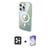 ieg™ iPhone 15 Pro Max Kılıf Odak Modern Serisi - Siyah Bilvis 5in1 3D Magic Cam Ekran Koruyucu + PVD Metal Kamera Lens - SH