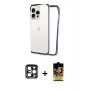 ieg™ iPhone 15 Pro Max Kılıf Pusula Asil Koleksiyonu - Siyah Buffer Cam Ekran Koruyucu + PVD Metal Kamera Lens - LT