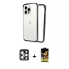 ieg™ iPhone 15 Pro Max Kılıf Pusula Asil Koleksiyonu - Siyah Buffer Cam Ekran Koruyucu + PVD Metal Kamera Lens - LT