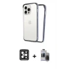 ieg™ iPhone 15 Pro Max Kılıf Pusula Asil Koleksiyonu - Siyah Vanessa Magic Hayalet Cam + PVD Metal Kamera Lens - SH