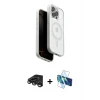 ieg™ iPhone 15 Pro Max Kılıf Pusula Form Serisi - Siyah 3D Antistatik Seramik Nano Ekran Koruyucu + Raze Metal Kamera Lens - TMGI