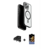 ieg™ iPhone 15 Pro Max Kılıf Pusula Form Serisi - Siyah Buffer Hayalet Cam Ekran Koruyucu + Raze Metal Kamera Lens - GS