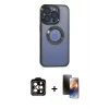 ieg™ iPhone 15 Pro Max Kılıf Pusula Form - Siyah 3D Antistatik Mat Seramik Nano Ekran Koruyucu + PVD Metal Kamera Lens - TU