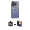 ieg™ iPhone 15 Pro Max Kılıf Pusula Form - Siyah 3D Antistatik Mat Seramik Nano Ekran Koruyucu + PVD Metal Kamera Lens - TU