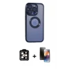 ieg™ iPhone 15 Pro Max Kılıf Pusula Form - Siyah 3D Antistatik Mat Seramik Nano Ekran Koruyucu + PVD Metal Kamera Lens - TU