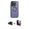 ieg™ iPhone 15 Pro Max Kılıf Pusula Form - Siyah 3D Antistatik Mat Seramik Nano Ekran Koruyucu + Raze Metal Kamera Lens - TMGI