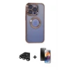 ieg™ iPhone 15 Pro Max Kılıf Pusula Form - Siyah 3D Antistatik Mat Seramik Nano Ekran Koruyucu + Raze Metal Kamera Lens - TMGI