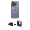 ieg™ iPhone 15 Pro Max Kılıf Pusula Form - Siyah 3D Antistatik Mat Seramik Nano Ekran Koruyucu + Raze Metal Kamera Lens - TMGI