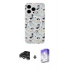 ieg™ iPhone 15 Pro Max Kılıf Pusula Form - Siyah Bilvis 5in1 3D Magic Cam Ekran Koruyucu + Raze Metal Kamera Lens - GS