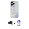 ieg™ iPhone 15 Pro Max Kılıf Pusula Form - Siyah Bilvis 5in1 3D Magic Cam Ekran Koruyucu + Raze Metal Kamera Lens - GS