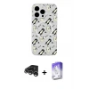 ieg™ iPhone 15 Pro Max Kılıf Pusula Form - Siyah Bilvis 5in1 3D Magic Cam Ekran Koruyucu + Raze Metal Kamera Lens - GS