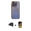 ieg™ iPhone 15 Pro Max Kılıf Pusula Form - Siyah Buffer Cam Ekran Koruyucu + Raze Metal Kamera Lens - GS