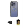 ieg™ iPhone 15 Pro Max Kılıf Pusula Form - Siyah Buffer Cam Ekran Koruyucu + Raze Metal Kamera Lens - SH