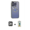ieg™ iPhone 15 Pro Max Kılıf Pusula Form - Siyah Polymer Nano Ekran Koruyucu + PVD Metal Kamera Lens - GI