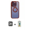 ieg™ iPhone 15 Pro Max Kılıf Pusula Form - Siyah Polymer Nano Ekran Koruyucu + PVD Metal Kamera Lens - GI