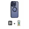 ieg™ iPhone 15 Pro Max Kılıf Pusula Form - Siyah Polymer Nano Ekran Koruyucu + PVD Metal Kamera Lens - GI
