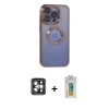 ieg™ iPhone 15 Pro Max Kılıf Pusula Form - Siyah Polymer Nano Ekran Koruyucu + PVD Metal Kamera Lens - GI