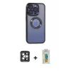 ieg™ iPhone 15 Pro Max Kılıf Pusula Form - Siyah Polymer Nano Ekran Koruyucu + PVD Metal Kamera Lens - GI