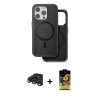ieg™ iPhone 15 Pro Max Kılıf Pusula Işık Koleksiyonu - Siyah Buffer Cam Ekran Koruyucu + Raze Metal Kamera Lens - LT