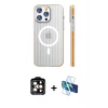 ieg™ iPhone 15 Pro Max Kılıf Pusula Minimal Koleksiyonu - Siyah 3D Antistatik Seramik Nano Ekran Koruyucu + PVD Metal Kamera Lens - TU