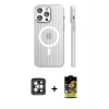 ieg™ iPhone 15 Pro Max Kılıf Pusula Minimal Koleksiyonu - Siyah Buffer Cam Ekran Koruyucu + PVD Metal Kamera Lens - GI