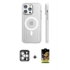 ieg™ iPhone 15 Pro Max Kılıf Pusula Minimal Koleksiyonu - Siyah Buffer Cam Ekran Koruyucu + PVD Metal Kamera Lens - GS