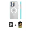 ieg™ iPhone 15 Pro Max Kılıf Pusula Minimal Koleksiyonu - Siyah Buffer Cam Ekran Koruyucu + PVD Metal Kamera Lens - GI