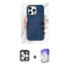 ieg™ iPhone 15 Pro Max Kılıf Pusula Modern - Siyah Bilvis 5in1 3D Magic Cam Ekran Koruyucu + PVD Metal Kamera Lens - GS