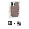 ieg™ iPhone 15 Pro Max Kılıf Pusula Modern - Siyah Vanessa Magic Hayalet Cam + PVD Metal Kamera Lens - GI
