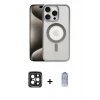 ieg™ iPhone 15 Pro Max Kılıf Siluet Çizgi Serisi - Siyah Joko Magic 5D Cam + PVD Metal Kamera Lens - SH