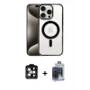 ieg™ iPhone 15 Pro Max Kılıf Siluet Çizgi Serisi - Siyah Vanessa Magic Cam + PVD Metal Kamera Lens - TU