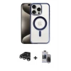 ieg™ iPhone 15 Pro Max Kılıf Siluet Çizgi Serisi - Siyah Vanessa Magic Hayalet Cam + Raze Metal Kamera Lens - GS