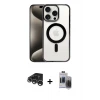 ieg™ iPhone 15 Pro Max Kılıf Siluet Çizgi Serisi - Siyah Vanessa Magic Hayalet Cam + Raze Metal Kamera Lens - GS