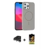 ieg™ iPhone 15 Pro Max Kılıf Siluet Doku Özel Seri - Siyah Buffer Cam Ekran Koruyucu + Raze Metal Kamera Lens - GS
