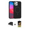 ieg™ iPhone 15 Pro Max Kılıf Siluet Doku Özel Seri - Siyah Buffer Cam Ekran Koruyucu + Raze Metal Kamera Lens - GS