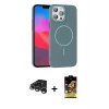 ieg™ iPhone 15 Pro Max Kılıf Siluet Doku Özel Seri - Siyah Buffer Cam Ekran Koruyucu + Raze Metal Kamera Lens - GS
