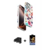 ieg™ iPhone 15 Pro Max Kılıf Siluet Doku - Siyah Buffer Hayalet Cam Ekran Koruyucu + Raze Metal Kamera Lens - TMGI