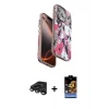 ieg™ iPhone 15 Pro Max Kılıf Siluet Doku - Siyah Buffer Hayalet Cam Ekran Koruyucu + Raze Metal Kamera Lens - TMGI