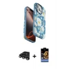 ieg™ iPhone 15 Pro Max Kılıf Siluet Doku - Siyah Buffer Hayalet Cam Ekran Koruyucu + Raze Metal Kamera Lens - TMGI