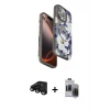 ieg™ iPhone 15 Pro Max Kılıf Siluet Doku - Siyah Vanessa Magic Hayalet Cam + Raze Metal Kamera Lens - SH