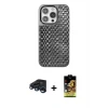 ieg™ iPhone 15 Pro Max Kılıf Siluet Form Serisi - Siyah Buffer Cam Ekran Koruyucu + Raze Metal Kamera Lens - LT