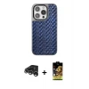 ieg™ iPhone 15 Pro Max Kılıf Siluet Form Serisi - Siyah Buffer Cam Ekran Koruyucu + Raze Metal Kamera Lens - GS