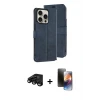 ieg™ iPhone 15 Pro Max Kılıf Siluet Işık Serisi - Siyah 3D Antistatik Mat Seramik Nano Ekran Koruyucu + Raze Metal Kamera Lens - SH