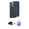 ieg™ iPhone 15 Pro Max Kılıf Siluet Işık Serisi - Siyah Bilvis 5in1 5D Magic Hayalet Cam Ekran Koruyucu + Raze Metal Kamera Lens - TMGI