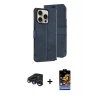 ieg™ iPhone 15 Pro Max Kılıf Siluet Işık Serisi - Siyah Buffer Hayalet Cam Ekran Koruyucu + Raze Metal Kamera Lens - LT