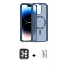 ieg™ iPhone 15 Pro Max Kılıf Siluet Minimal Prime - Siyah Bilvis 0.18mm Plus Cam Ekran Koruyucu + PVD Metal Kamera Lens - GI