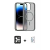 ieg™ iPhone 15 Pro Max Kılıf Siluet Minimal Prime - Siyah Bilvis 0.18mm Plus Cam Ekran Koruyucu + PVD Metal Kamera Lens - GI
