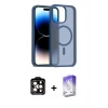 ieg™ iPhone 15 Pro Max Kılıf Siluet Minimal Prime - Siyah Bilvis 5in1 3D Magic Cam Ekran Koruyucu + PVD Metal Kamera Lens - TU