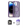 ieg™ iPhone 15 Pro Max Kılıf Siluet Minimal Prime - Siyah Bilvis 5in1 3D Magic Cam Ekran Koruyucu + PVD Metal Kamera Lens - TU